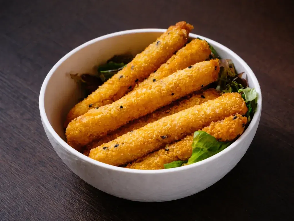 Sticks de pui în crustă de panko cu maioneză de susan